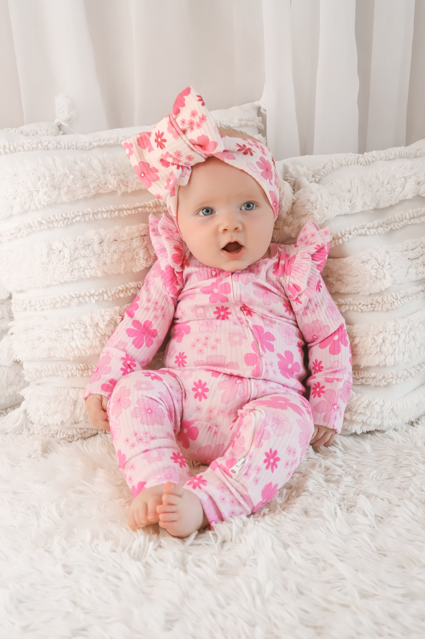 Pink Floral Oversized Bow