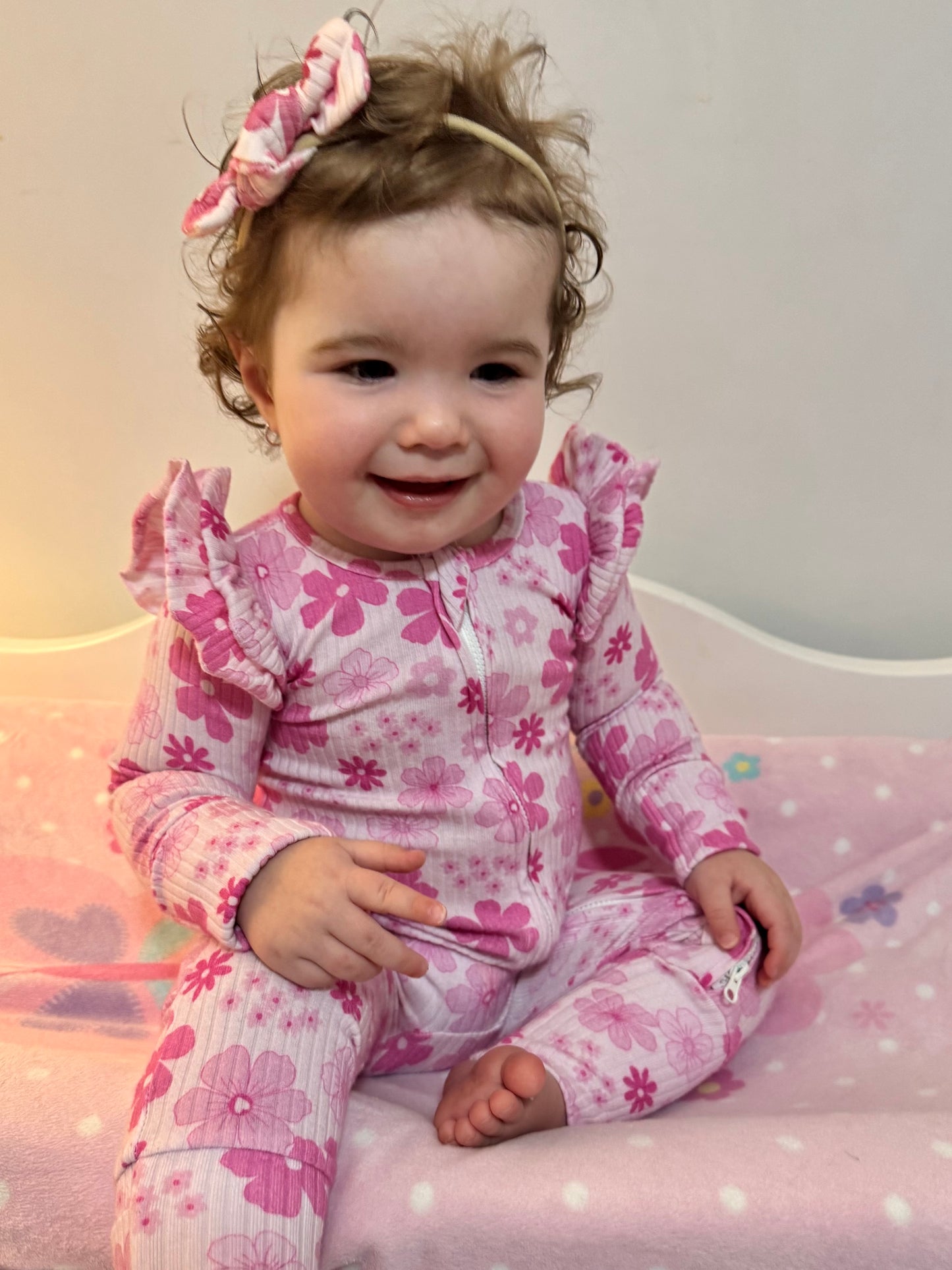 Pink Floral Mini Bow