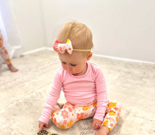 Peachy Petals Mini Bow