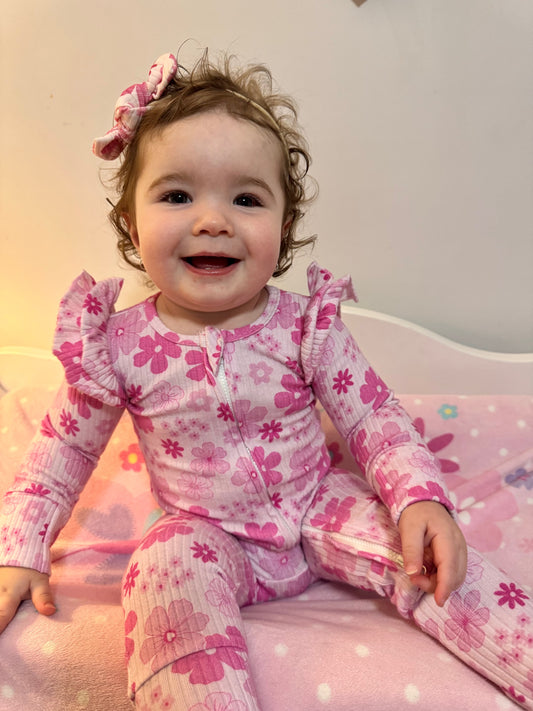 Pink Floral Mini Bow