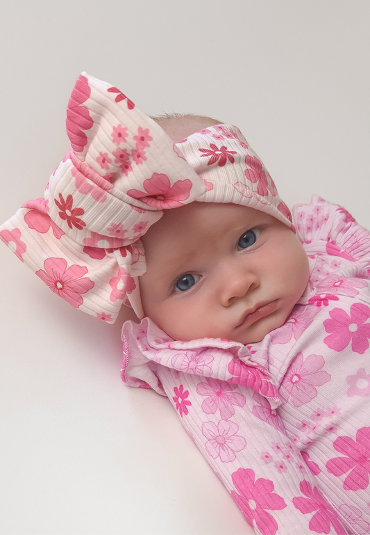 Pink Floral Oversized Bow